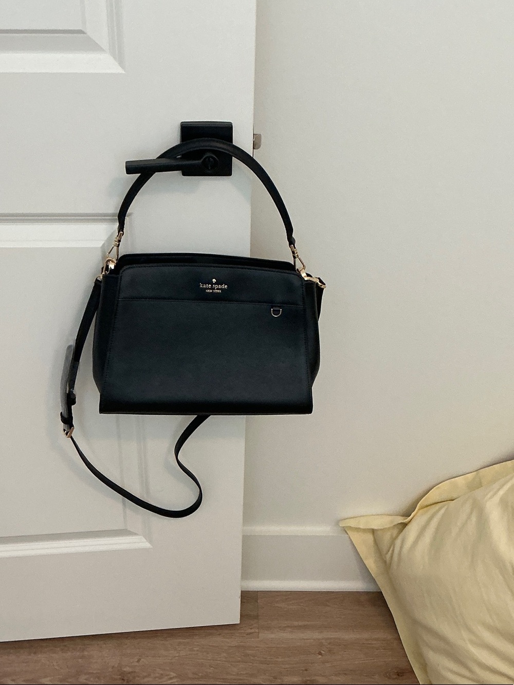 kate spade Black Leather Satchel with Gold Hardware